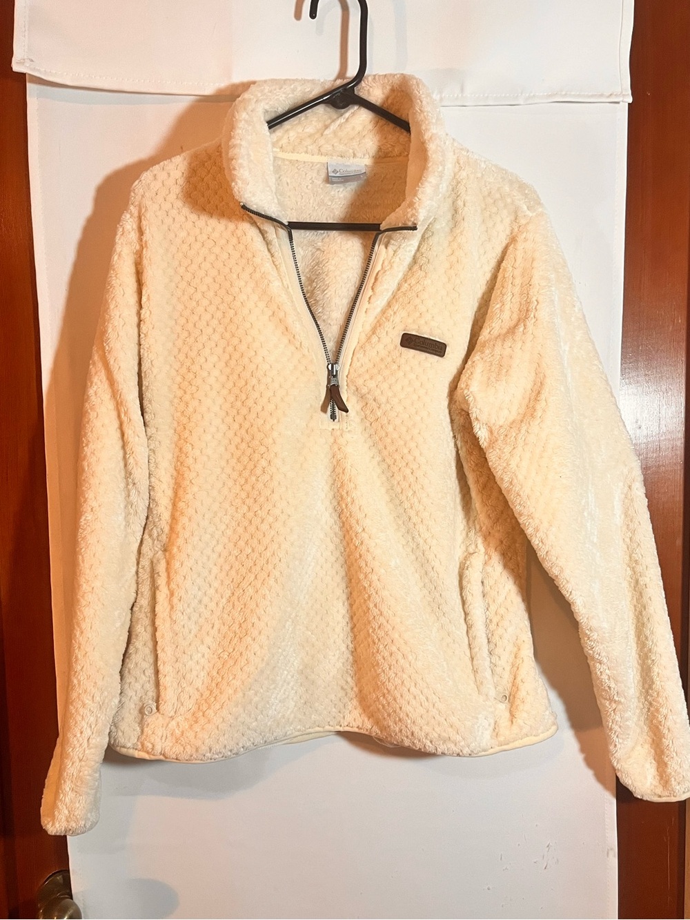 Columbia 1/4 Zip Women’s Fire Side Sherpa Fleece Pullover Sweater Cream Large